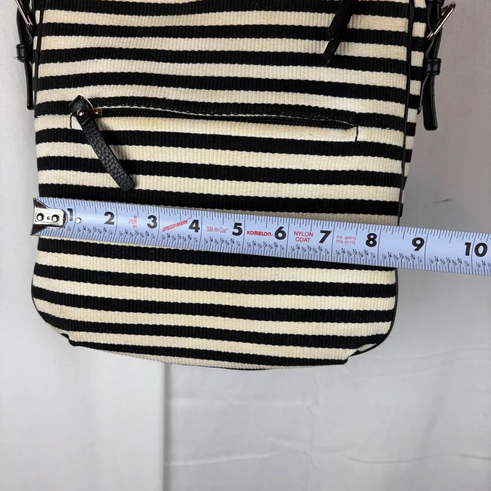 Kate Spade Black White Striped Crossbody Bag Top Handle Purse PXRU4669